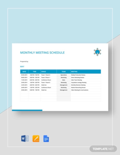 travel and meeting schedule template