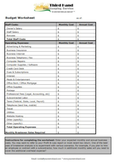 business monthly expenses template