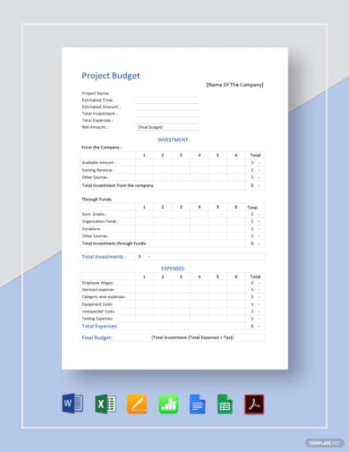 monthly project budget template