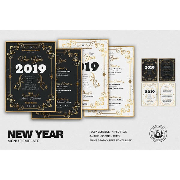 new years day menu template