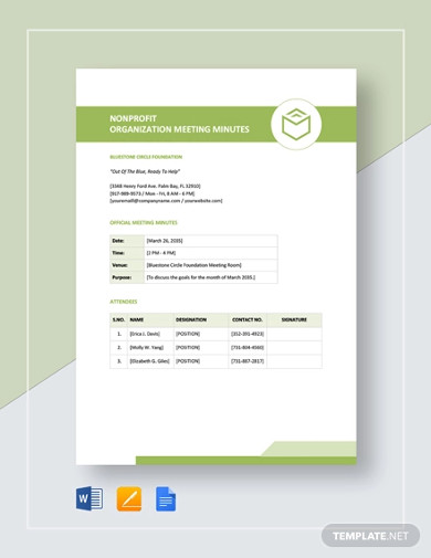 non profit organization meeting minutes template