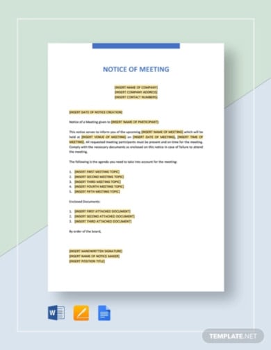 notice-of-meeting-template