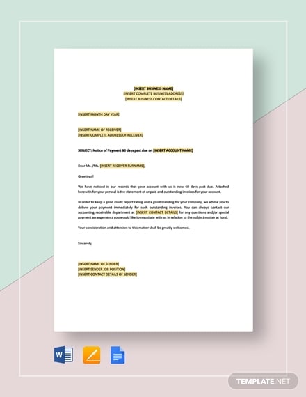 Payment Notice Templates Google Docs MS Word Pages PDF