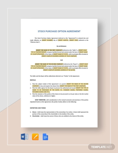 offer to purchase shares agreement template