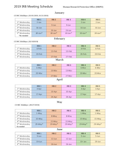 office meeting schedule template