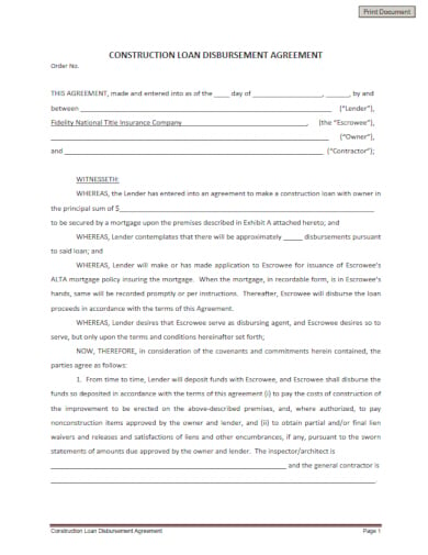 official construction loan agreement template