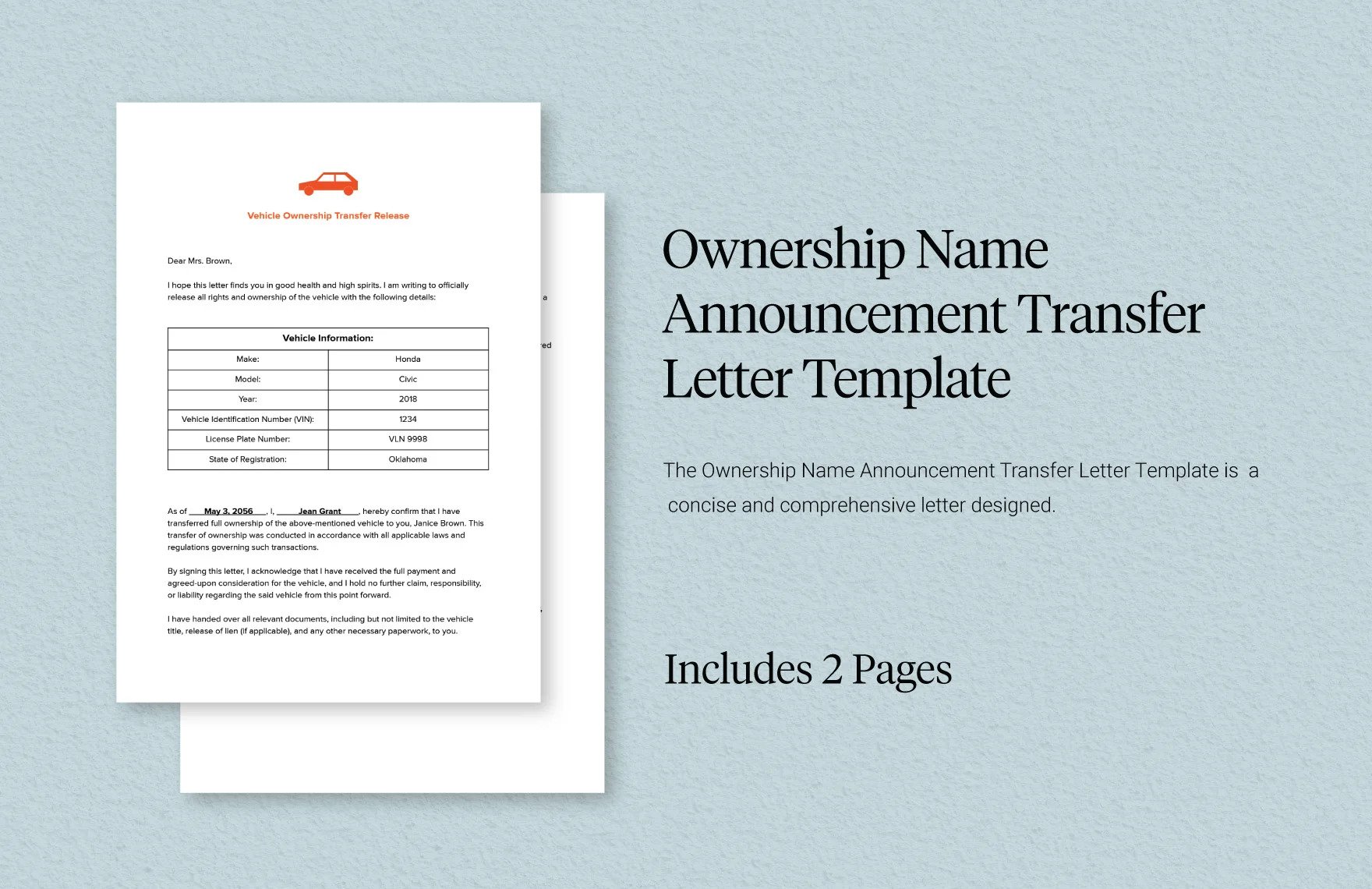 13 Ownership Transfer Letter Templates Sample Example Format 5554