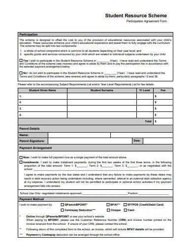 participation agreement form