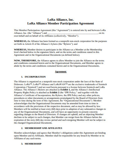 participation agreement format