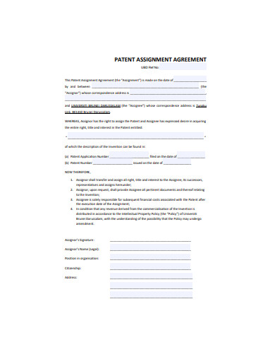 patent assignment agreement template