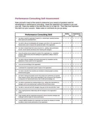 performance consulting self assessment