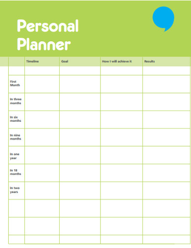 personal planner outline template