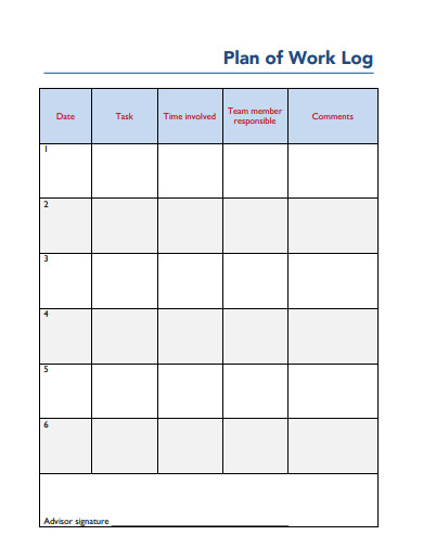 Work Log Templates Word Pages PDF