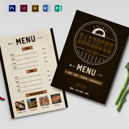 premium barbecue menu card