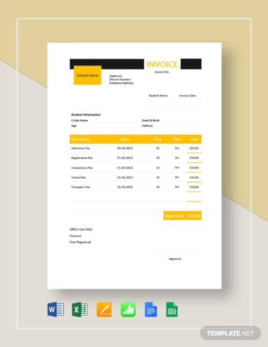 preschool education invoice template