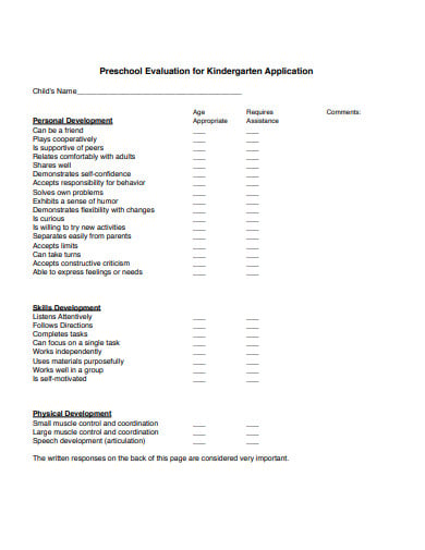 preschool evaluation application