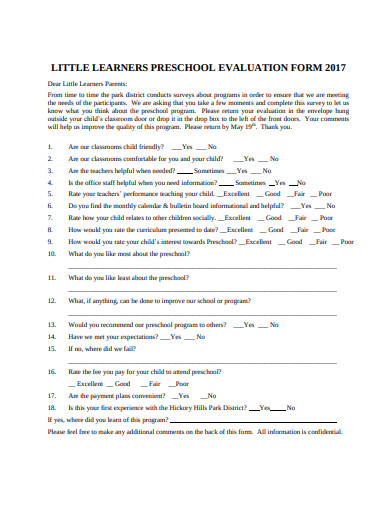 12+ Preschool Evaluation Templates in PDF | DOC | Free & Premium Templates