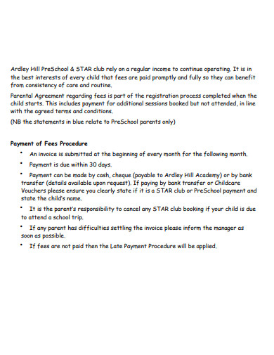 preschool invoice sample