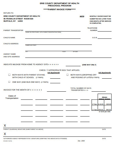 preschool invoice template