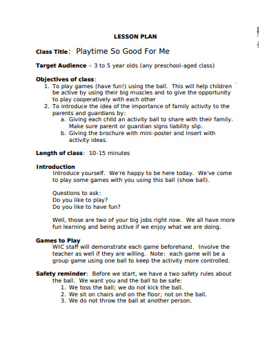 preschool lesson plan basic template