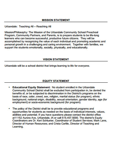 preschool mission policy template