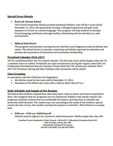 19+ Preschool Policy Templates - PDF