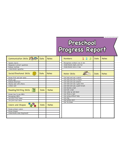 9+ Preschool Progress Report Templates in AI | XLS | Word | Number ...