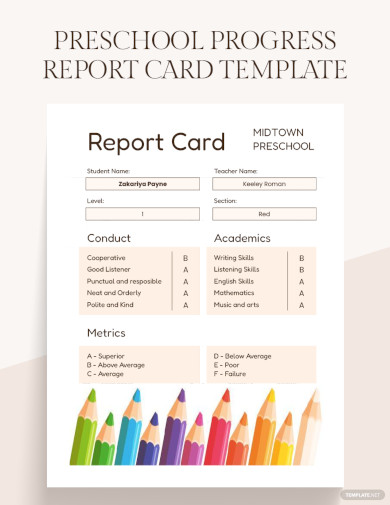 9+ Preschool Progress Report Templates in AI | XLS | Word | Number ...