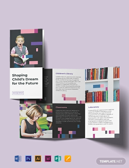 preschool promotional tri fold brochure template