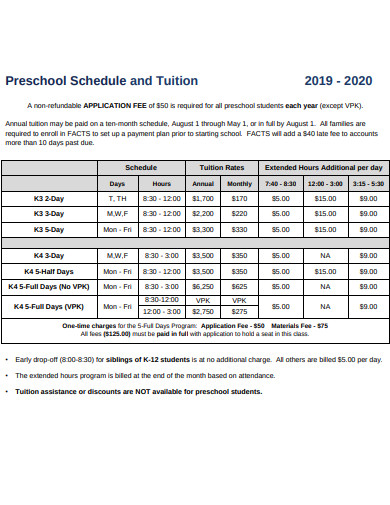 15+ Preschool Schedule Templates in Google Docs | Word | Pages | PDF