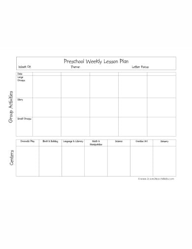 preschool weekly lesson plan example in pdf