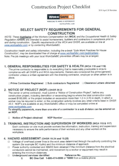 printable construction project checklist