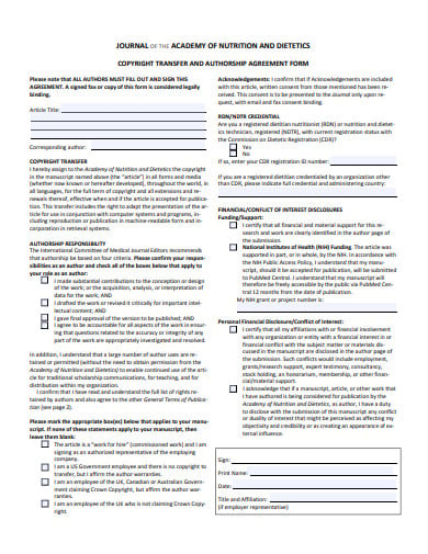 printable copyright agreement form