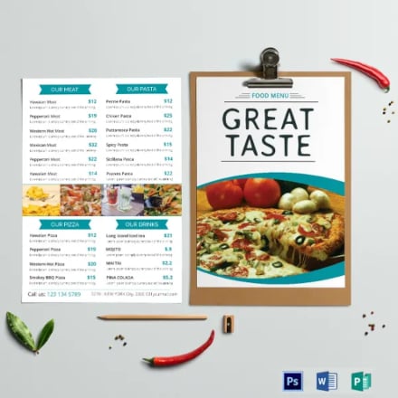 printable food catering menu exam