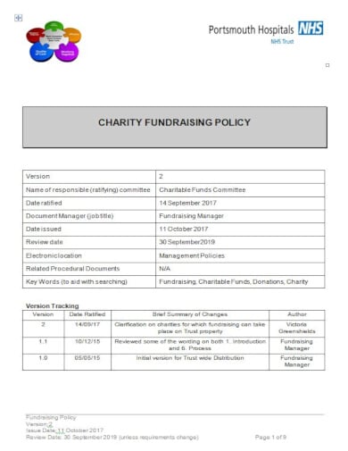 printable fundraising policy