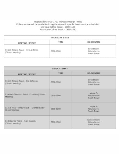 printable meeting schedule in pdf