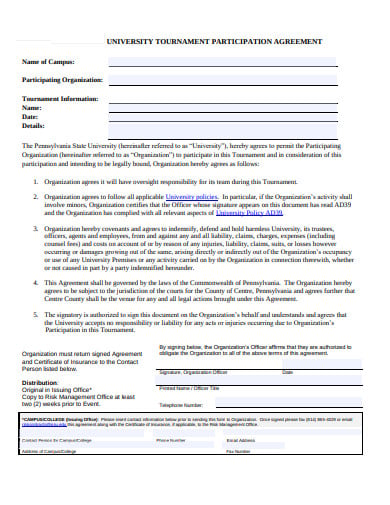 printable participation agreement template