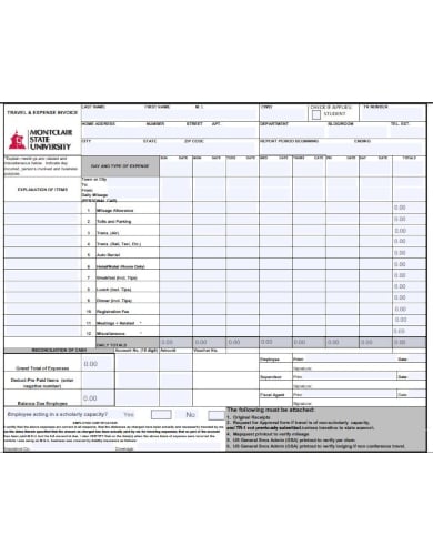 printable travel invoice template
