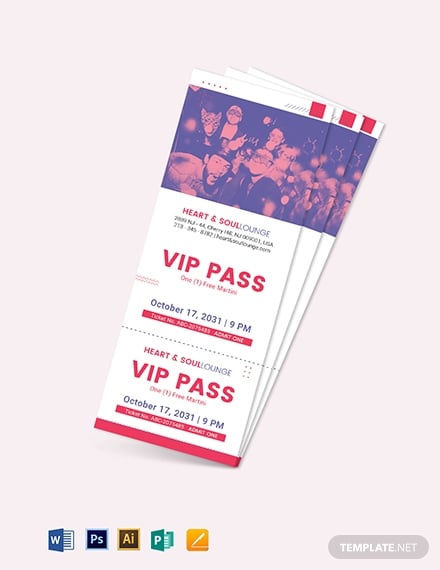 printable vip pass ticket layout