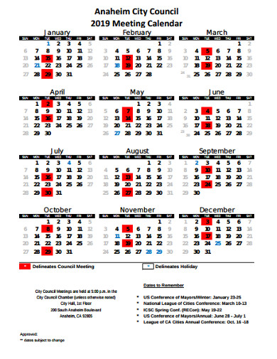 printable meeting calendar template