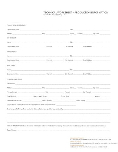 production-information-worksheet-template
