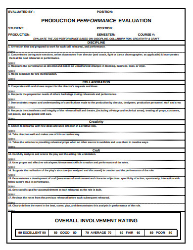 7 Production Evaluation Templates PDF