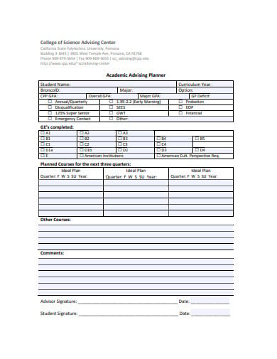 professional college planner template