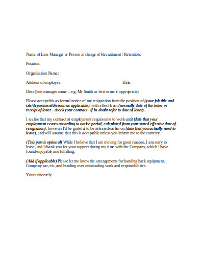 professional employment resignation letter