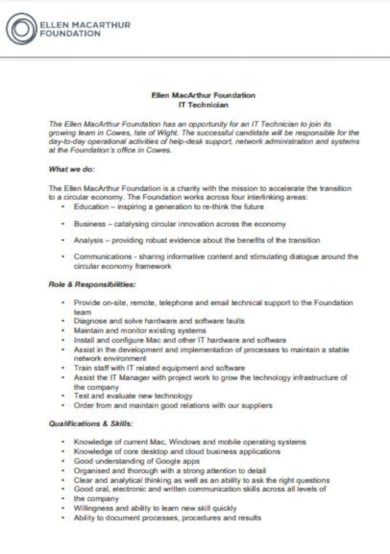professional it job description template