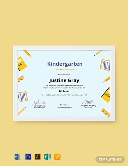 professional kindergarten diploma certificate layout