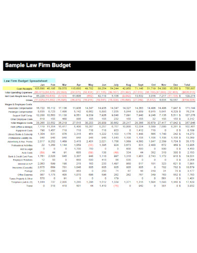 professional law firm budget template
