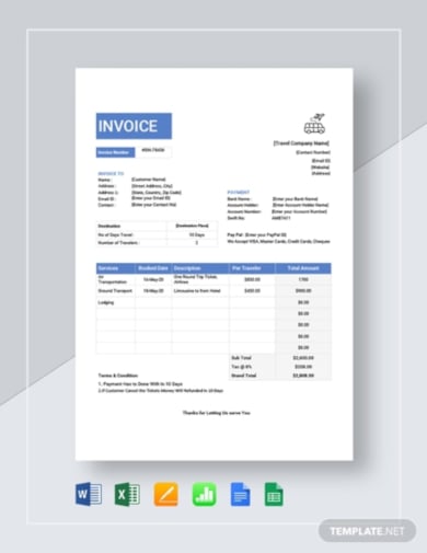 professional travel invoice template