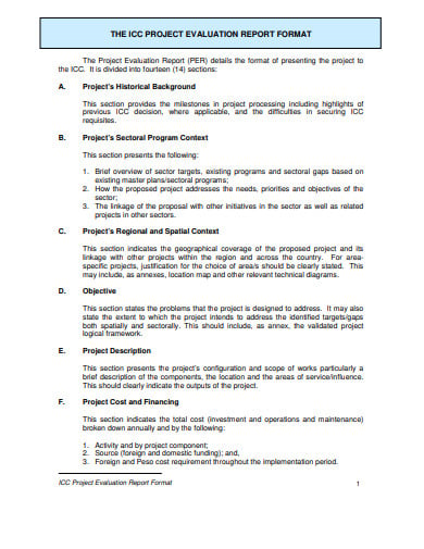 project evaluation report format