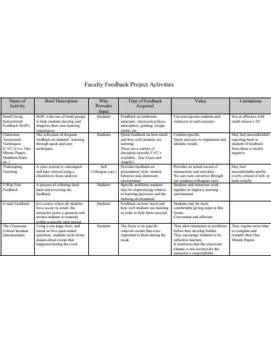 project feedback from faculty